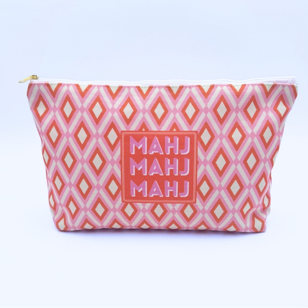 NWOT Pink and Orange Geometric Mahjong Pouch